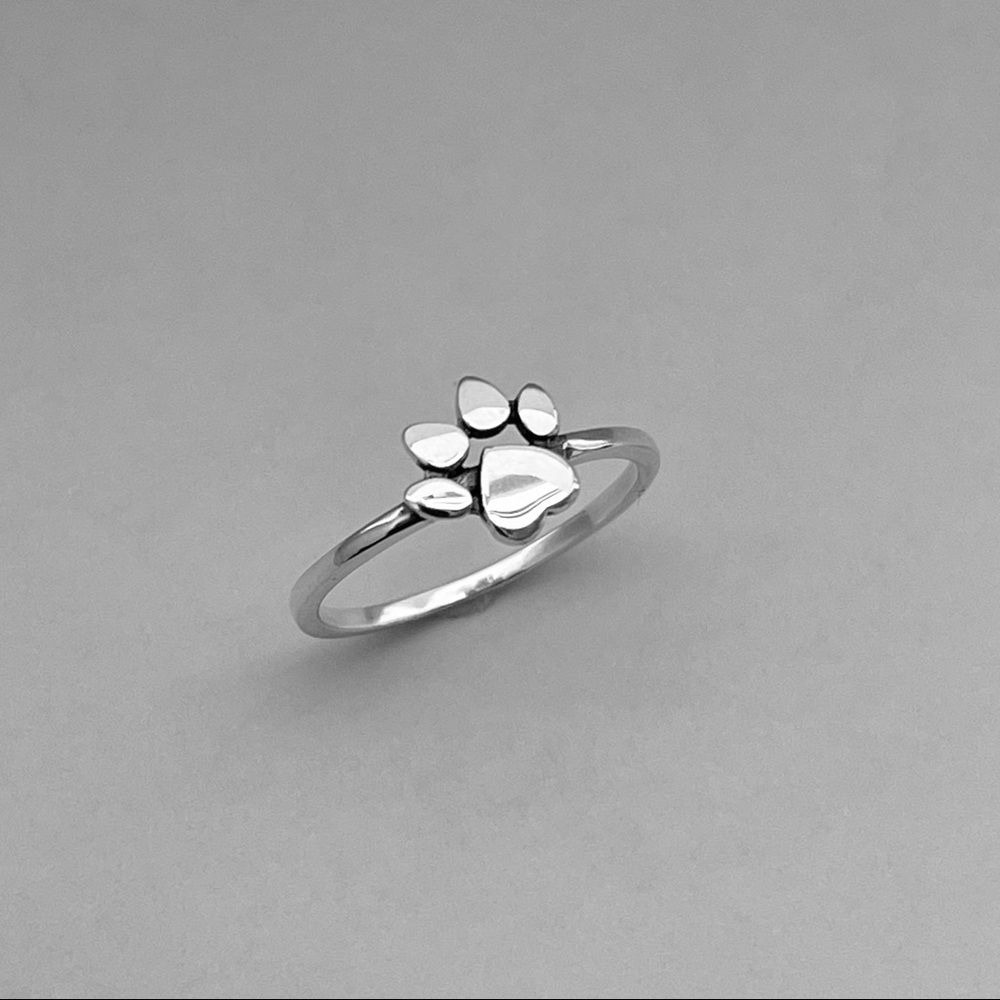 Sterling silver paw print ring, paw print ring, animal ring, silver ring